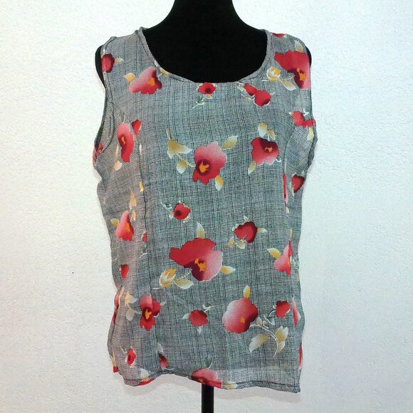 Beverly fine collection, black/red floral tank top, - Picture 3 of 6